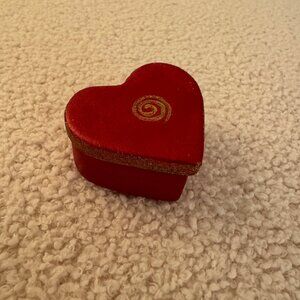 Red & Gold Ceramic Heart Shaped Box - Small - A